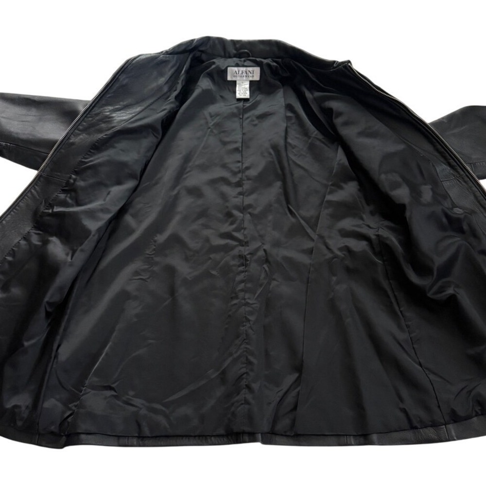 ALFANI Vintage Genuine Leather Zip Front Jacket L 90s Minimalist Quiet Luxury - Picture 6 of 13
